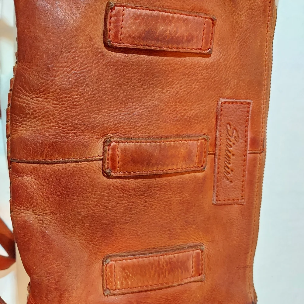SirimiriDesigns Handwoven Braided Leather Crossbody Bag - Burnt Orange EUC